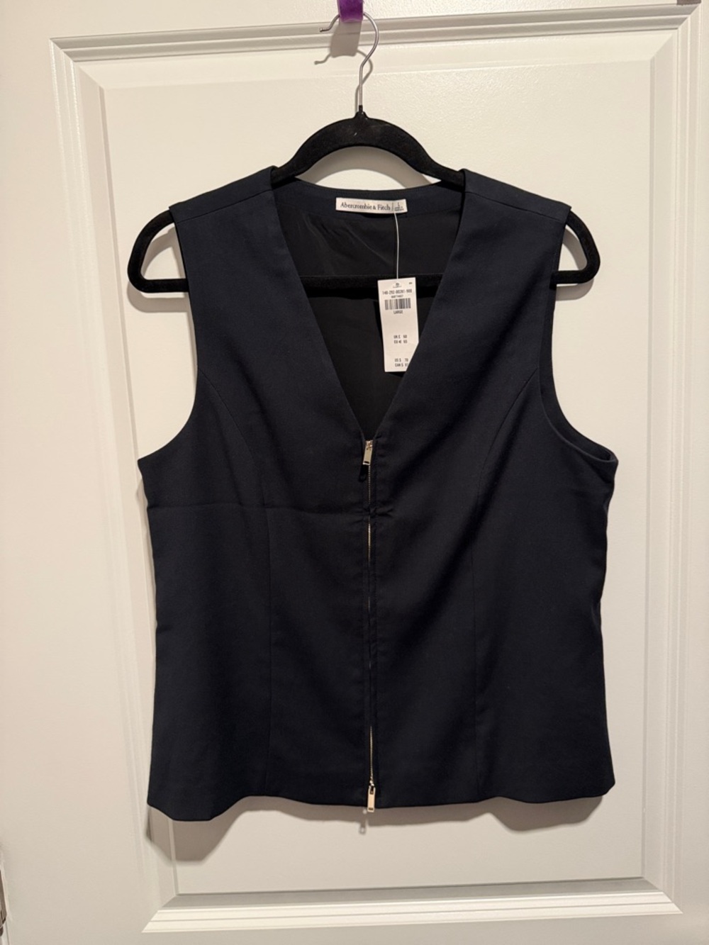 Abercrombie & Fitch Black Zip-Front Sleeveless Vest Top